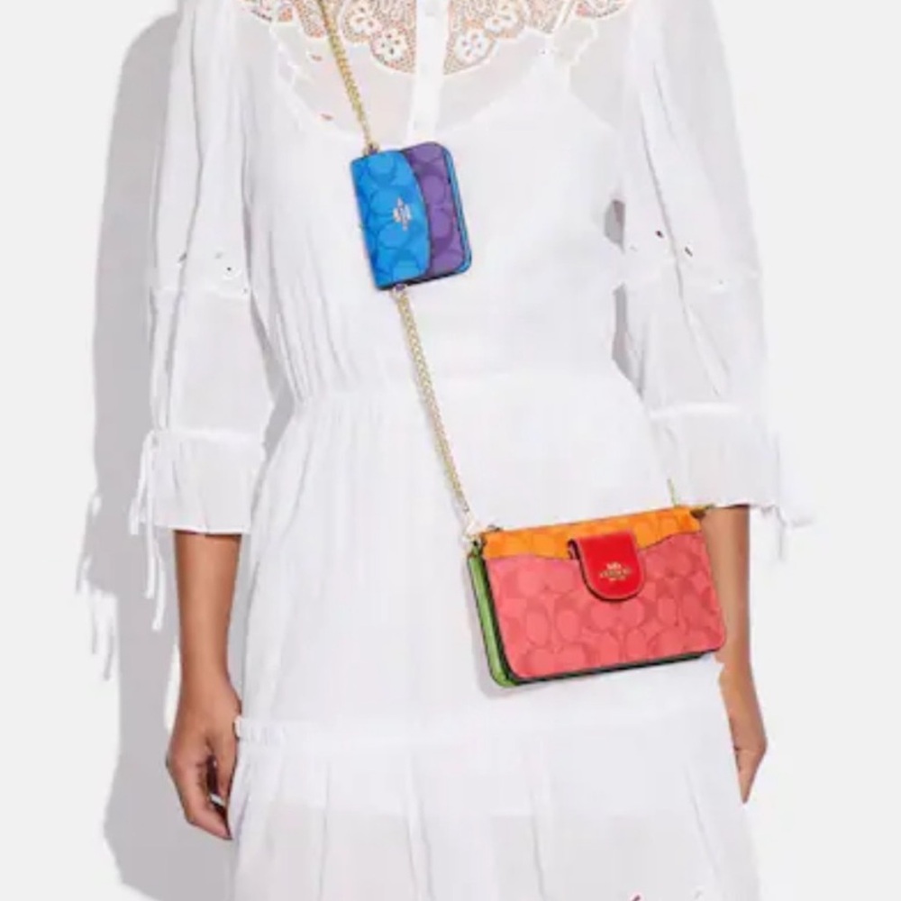 Coach Poppy Crossbody Bag with Card Case - Blocked Signature Canvas (CA864)